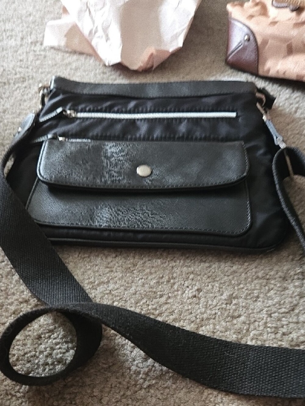 Black Womens Chicos Crossbody Bag with Multiple Zippers - Picture 2 of 5